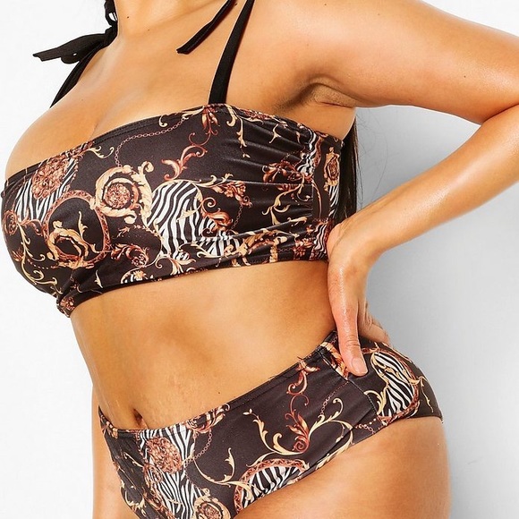 ❤️ Boohoo Plus Chain Print High Waist Bikini size 24 - Picture 4 of 4